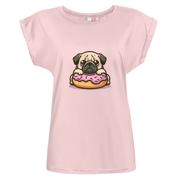 Tričko s potiskem Mops s donutem