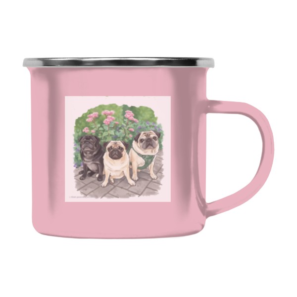Barevný plecháček - nerezový lem s potiskem Plecháček mopsíci pugs eyes